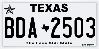 TX license plate BDA2503