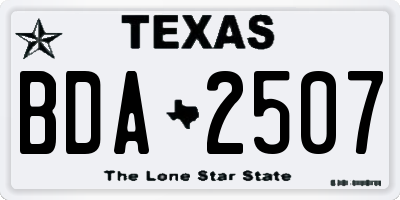 TX license plate BDA2507