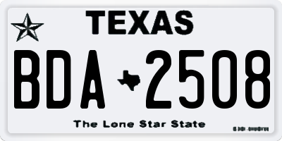 TX license plate BDA2508