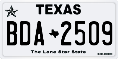 TX license plate BDA2509