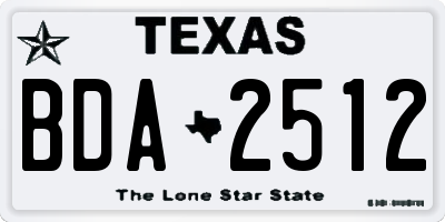 TX license plate BDA2512