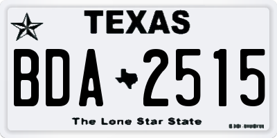 TX license plate BDA2515