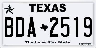 TX license plate BDA2519