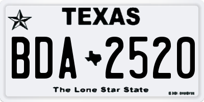 TX license plate BDA2520