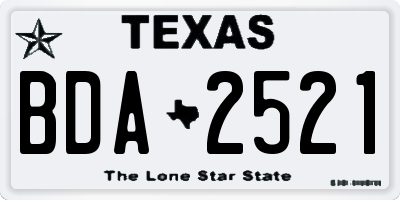 TX license plate BDA2521