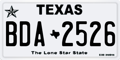 TX license plate BDA2526