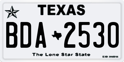 TX license plate BDA2530