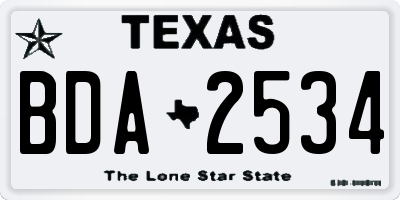 TX license plate BDA2534