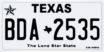 TX license plate BDA2535