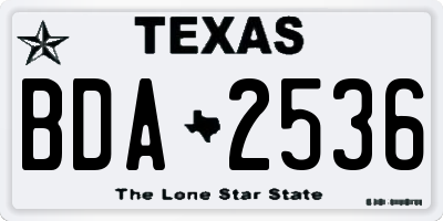 TX license plate BDA2536