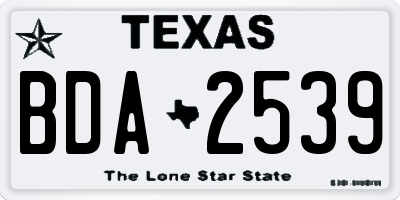 TX license plate BDA2539
