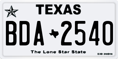 TX license plate BDA2540