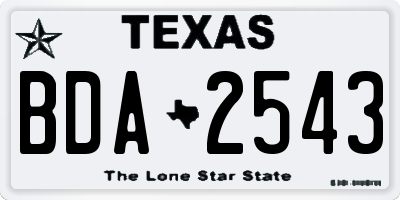 TX license plate BDA2543