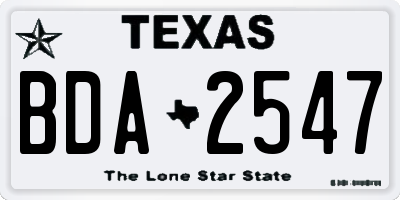 TX license plate BDA2547