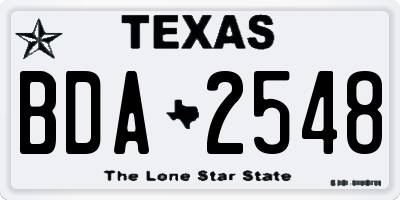 TX license plate BDA2548