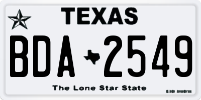 TX license plate BDA2549
