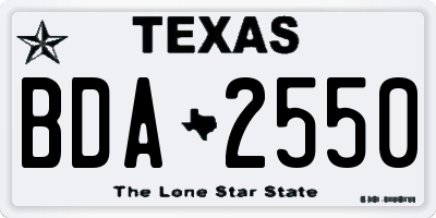 TX license plate BDA2550