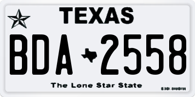 TX license plate BDA2558