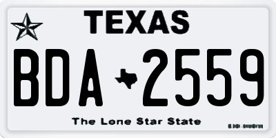 TX license plate BDA2559