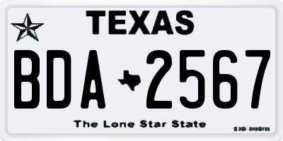 TX license plate BDA2567