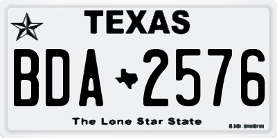 TX license plate BDA2576