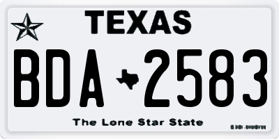 TX license plate BDA2583