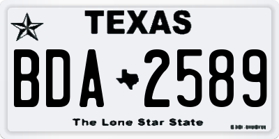 TX license plate BDA2589