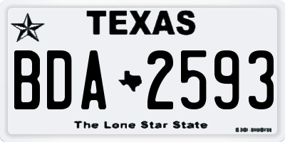 TX license plate BDA2593