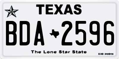TX license plate BDA2596