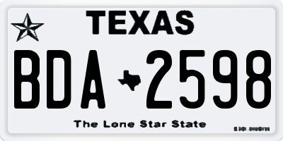 TX license plate BDA2598