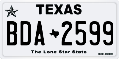 TX license plate BDA2599