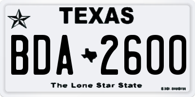 TX license plate BDA2600
