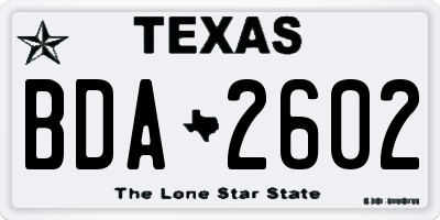 TX license plate BDA2602