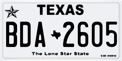TX license plate BDA2605