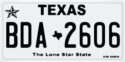 TX license plate BDA2606