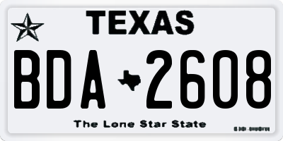 TX license plate BDA2608