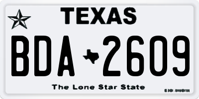 TX license plate BDA2609