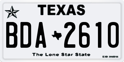 TX license plate BDA2610