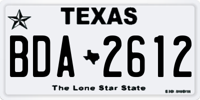 TX license plate BDA2612