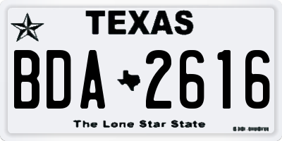 TX license plate BDA2616