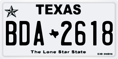 TX license plate BDA2618