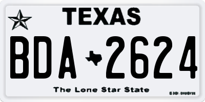TX license plate BDA2624