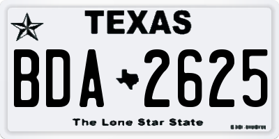TX license plate BDA2625