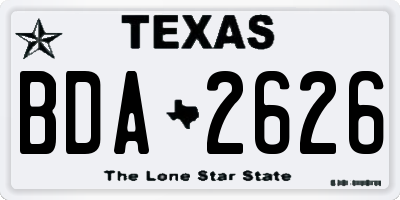TX license plate BDA2626