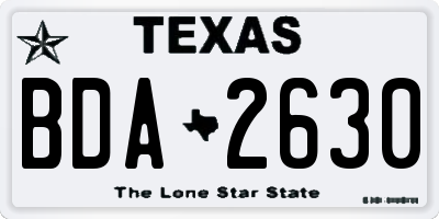 TX license plate BDA2630
