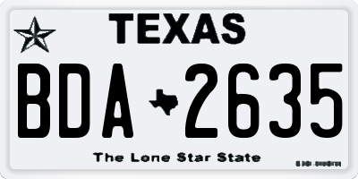TX license plate BDA2635