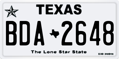 TX license plate BDA2648