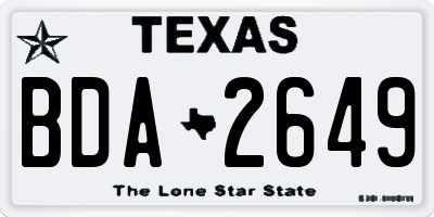 TX license plate BDA2649