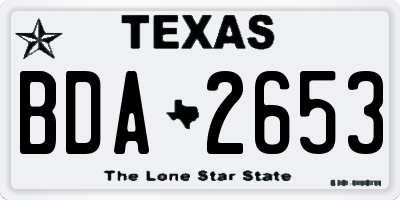 TX license plate BDA2653