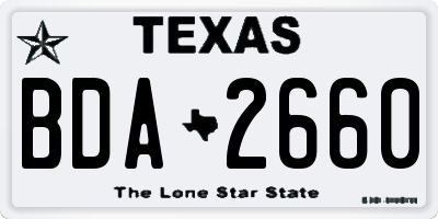 TX license plate BDA2660
